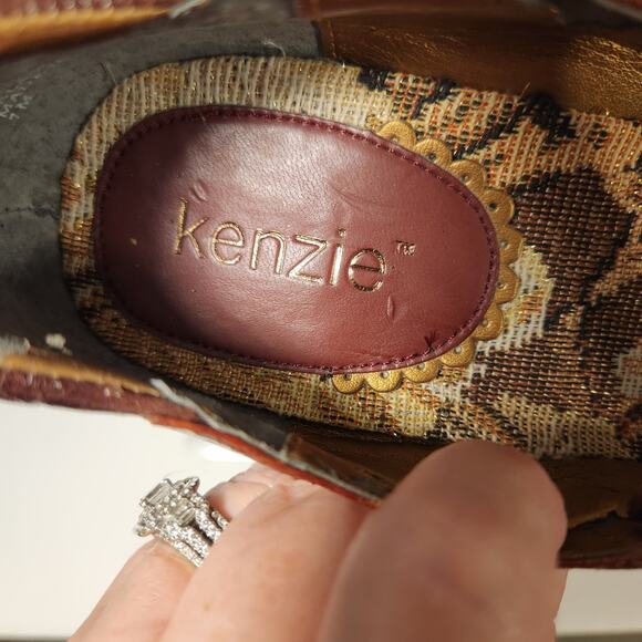 KENZIE Rust Red Copper Leather Metallic Mary Jane Heel Grannycore Women 7M FLAW - Picture 4 of 12